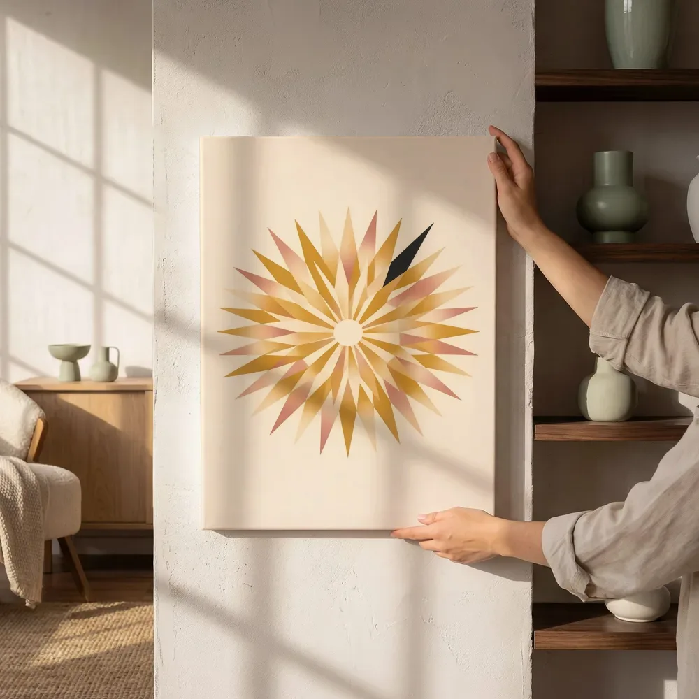 Sfeerimpressie: Sterburst-mandala Modern Bauhaus 19 naast de kast