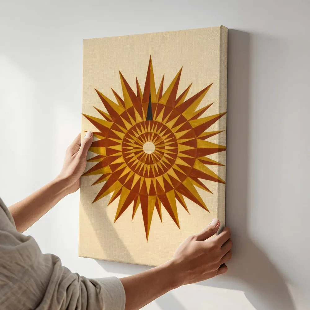 Sfeerimpressie: Sterburst-mandala Modern Bauhaus 7 terwijl het aan de muur wordt gehangen