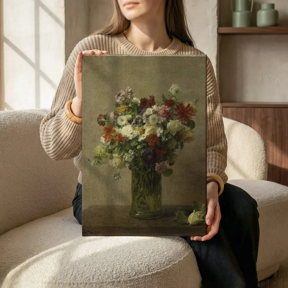 Sfeerimpressie: Stilleven met tuinbloemen van Henri Fantin-Latour terwijl het zittend wordt getoond
