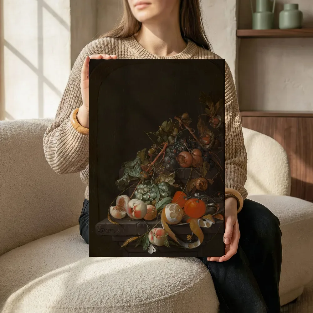 Sfeerimpressie: Stilleven met vruchten van Cornelis de Heem terwijl het zittend wordt getoond