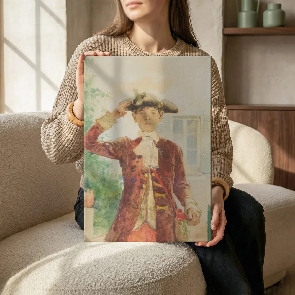 Sfeerimpressie: Stina Bergöö som page 1884 van Carl Larsson terwijl het zittend wordt getoond