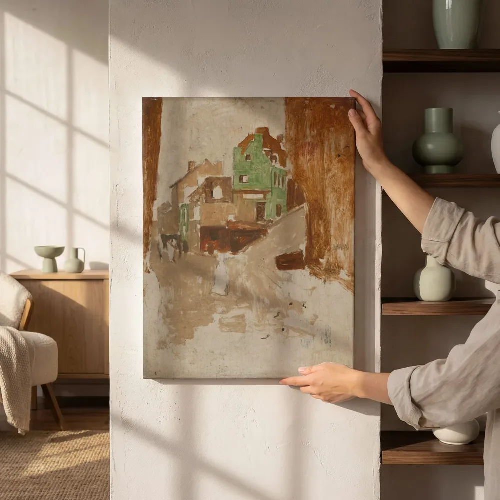 Sfeerimpressie: Straat in Montmartre, Parijs van George Hendrik Breitner naast de kast