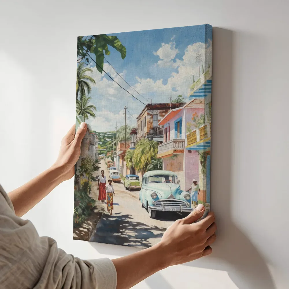 Sfeerimpressie: Straatbeeld in Cuba terwijl het aan de muur wordt gehangen