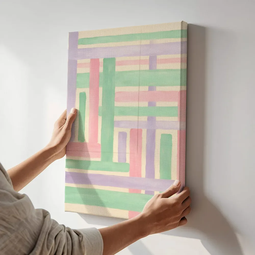 Sfeerimpressie: Strepen Geometric Earth 6 terwijl het aan de muur wordt gehangen
