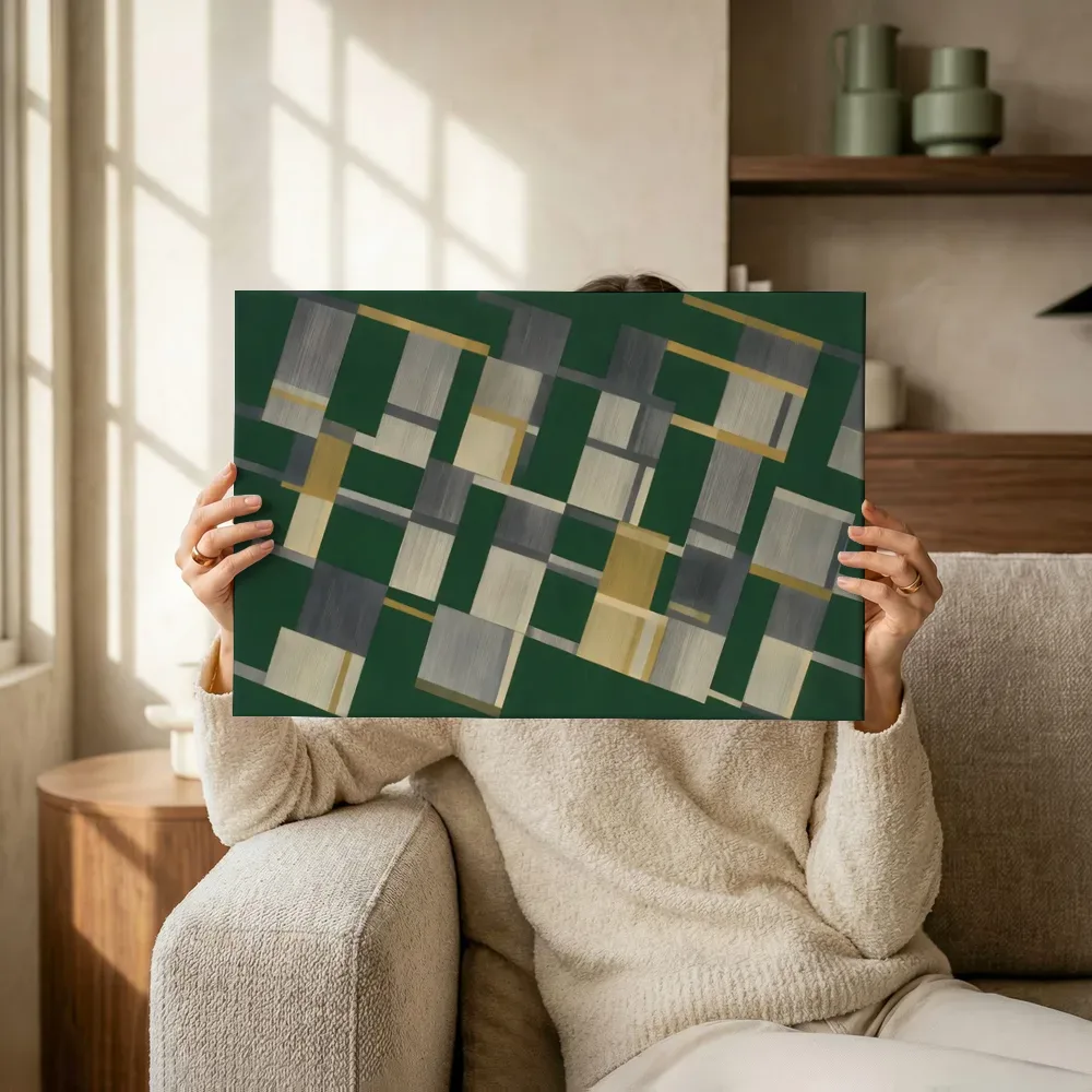 Sfeerimpressie: Strepen Geometric Earth in grafietgrijs terwijl het omhoog wordt gehouden
