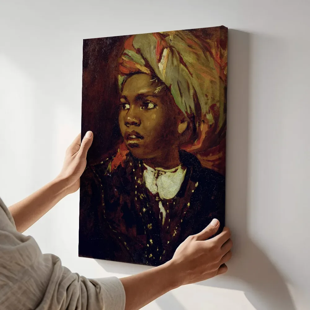 Sfeerimpressie: Studie van een zwarte jongen van William Etty terwijl het aan de muur wordt gehangen
