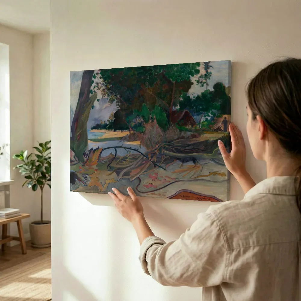 Sfeerimpressie: De hibiscusboom van Paul Gauguin terwijl het wordt opgehangen