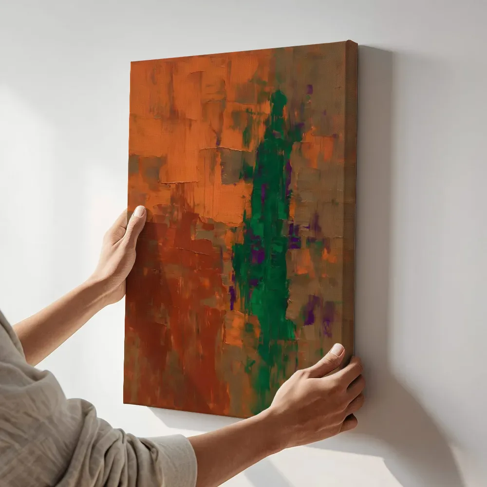 Sfeerimpressie: Terracotta en smaragd met doorbraak terwijl het aan de muur wordt gehangen
