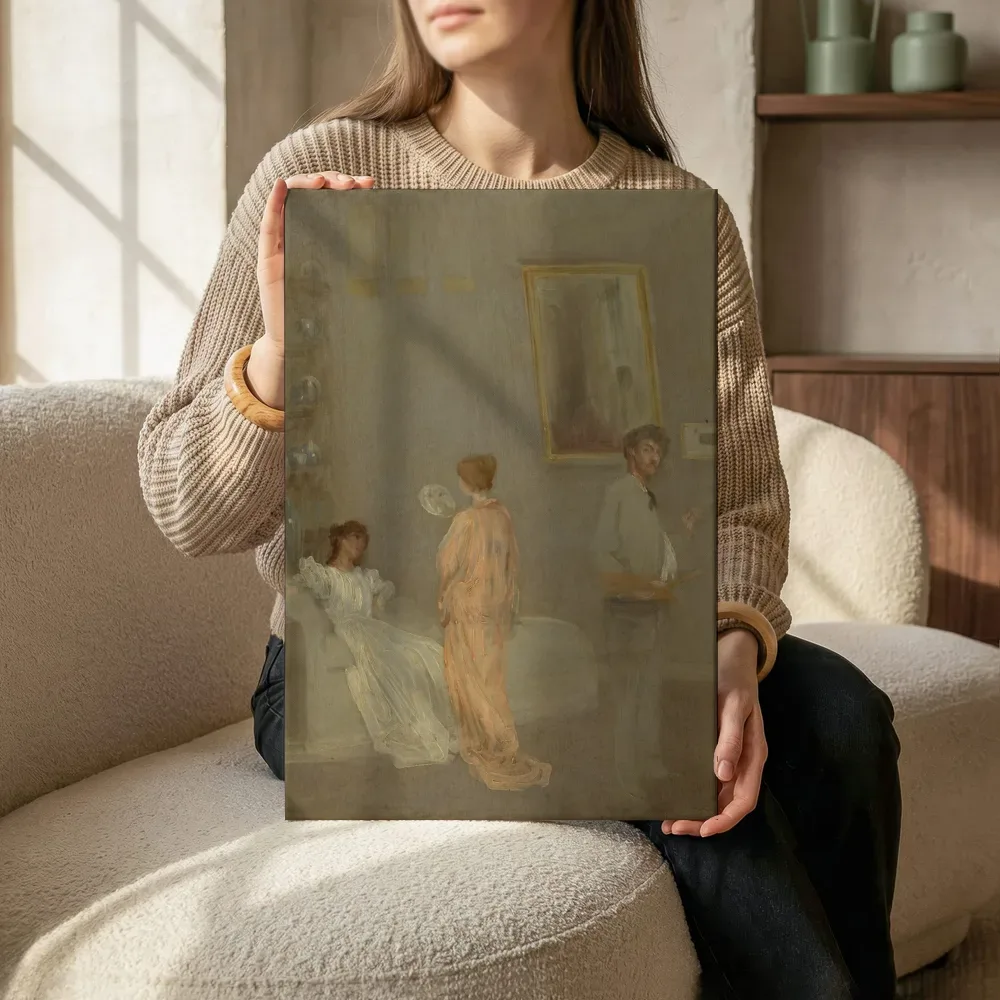 Sfeerimpressie: De kunstenaar in zijn atelier van James McNeill Whistler terwijl het zittend wordt getoond