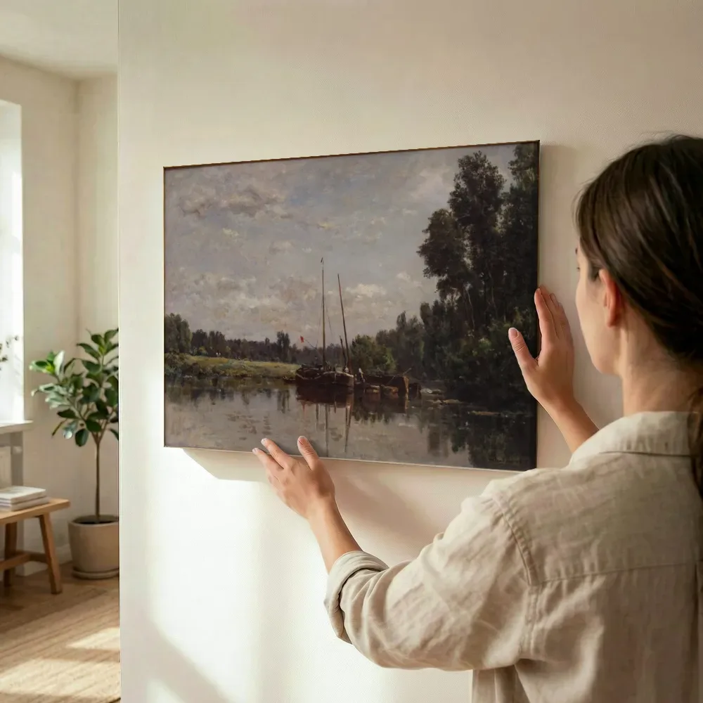 Sfeerimpressie: De aken van Charles-Francois Daubigny terwijl het wordt opgehangen