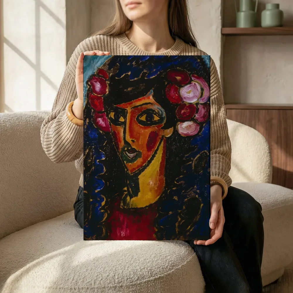Sfeerimpressie: De blauwe mantilla van Alexej von Jawlensky terwijl het zittend wordt getoond