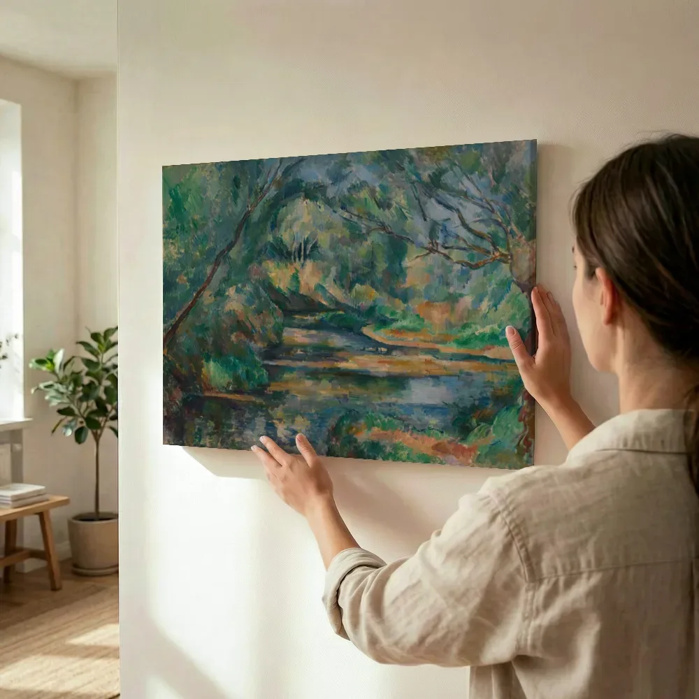 Sfeerimpressie: De beek van Paul Cezanne terwijl het wordt opgehangen