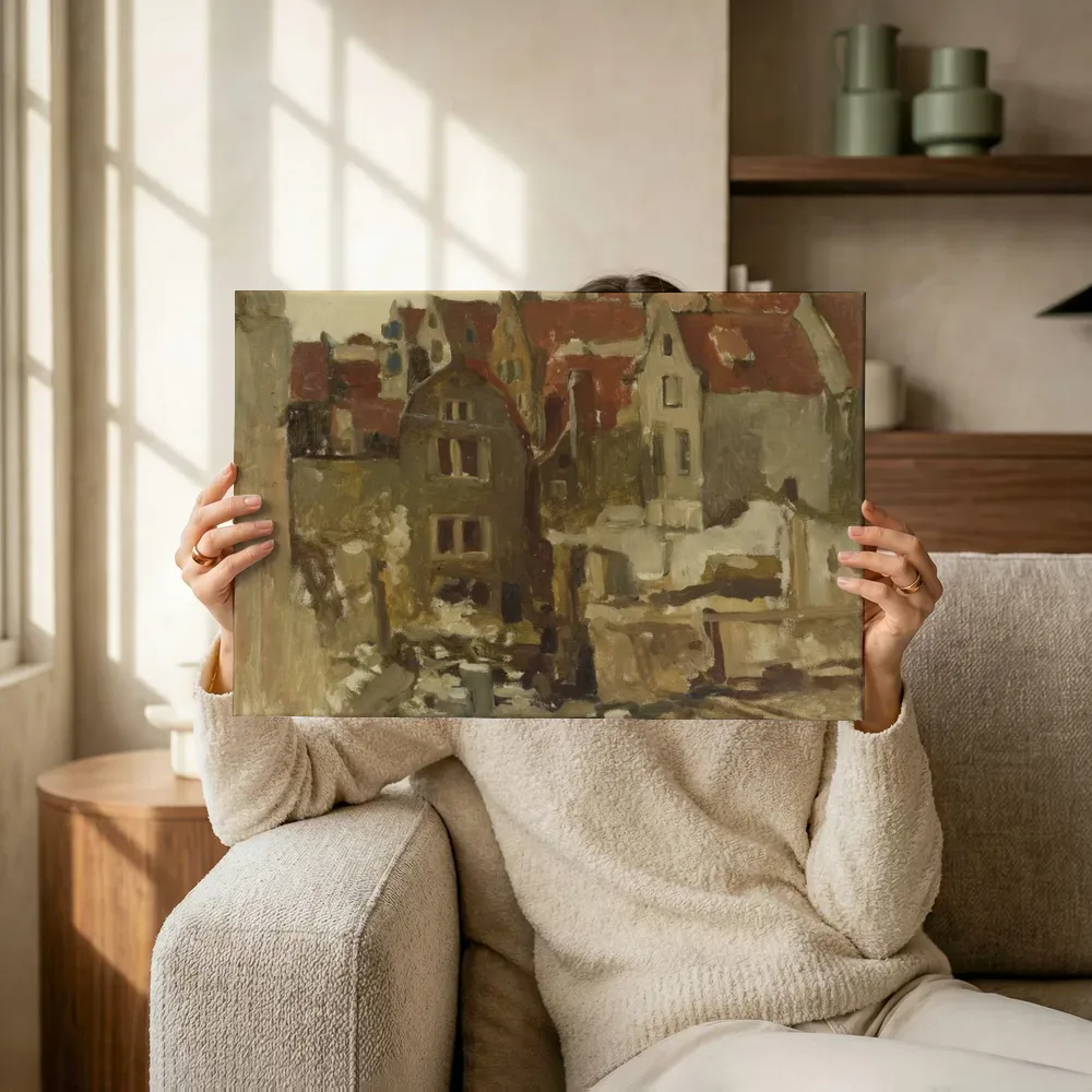 Sfeerimpressie: De sloop van de Grand Bazar de la Bourse aan de Nieuwendijk, Amsterdam van George Hendrik Breitner terwijl het omhoog wordt gehouden