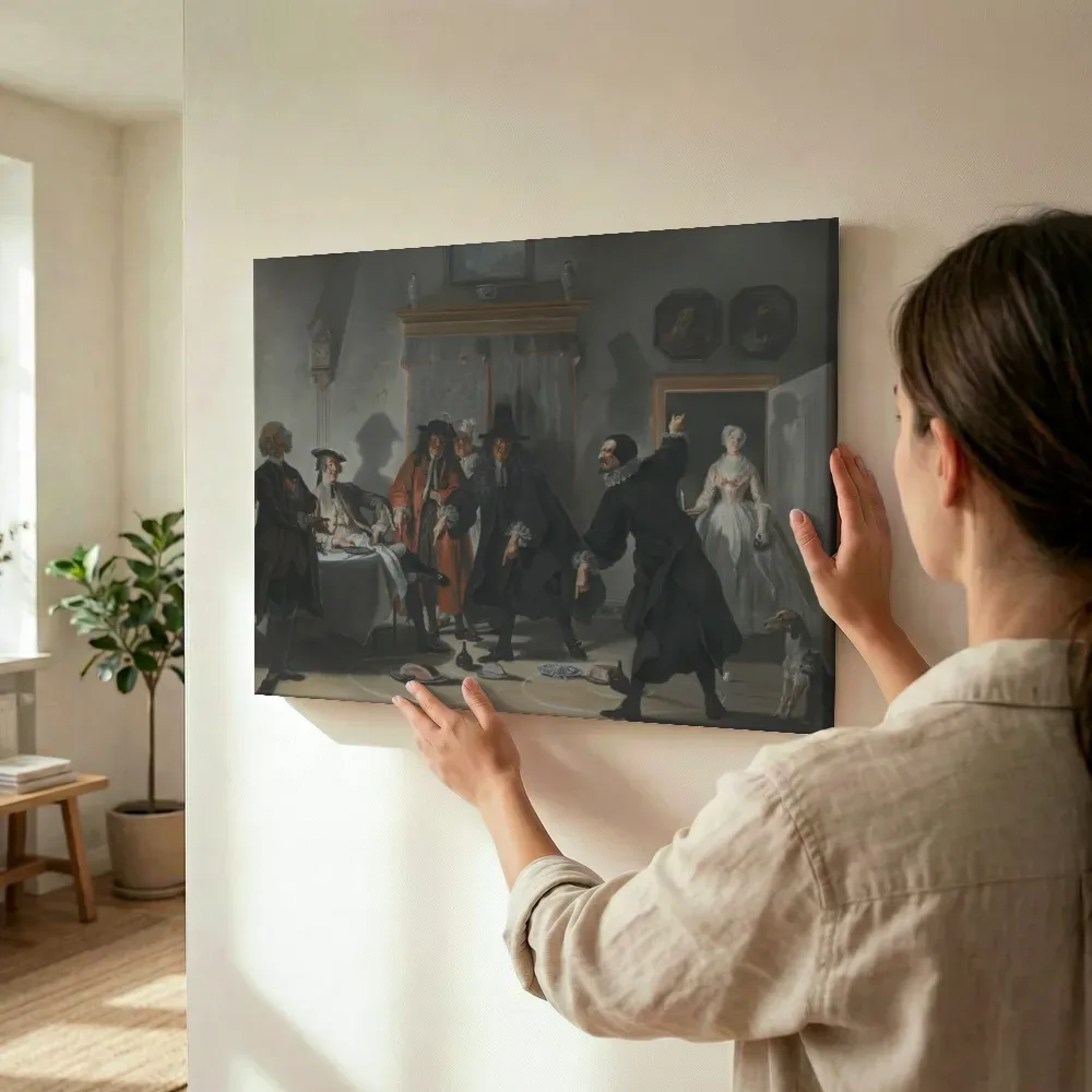 Sfeerimpressie: Het dispuut tussen de doktoren Raasbollius en Urinaal van Cornelis Troost terwijl het wordt opgehangen
