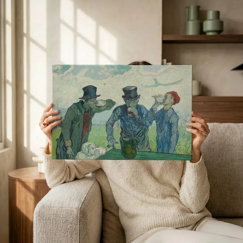 Sfeerimpressie: De drinkers van Vincent van Gogh terwijl het omhoog wordt gehouden