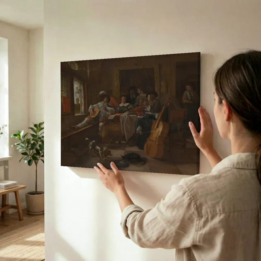 Sfeerimpressie: Het familieconcert van Jan Steen terwijl het wordt opgehangen