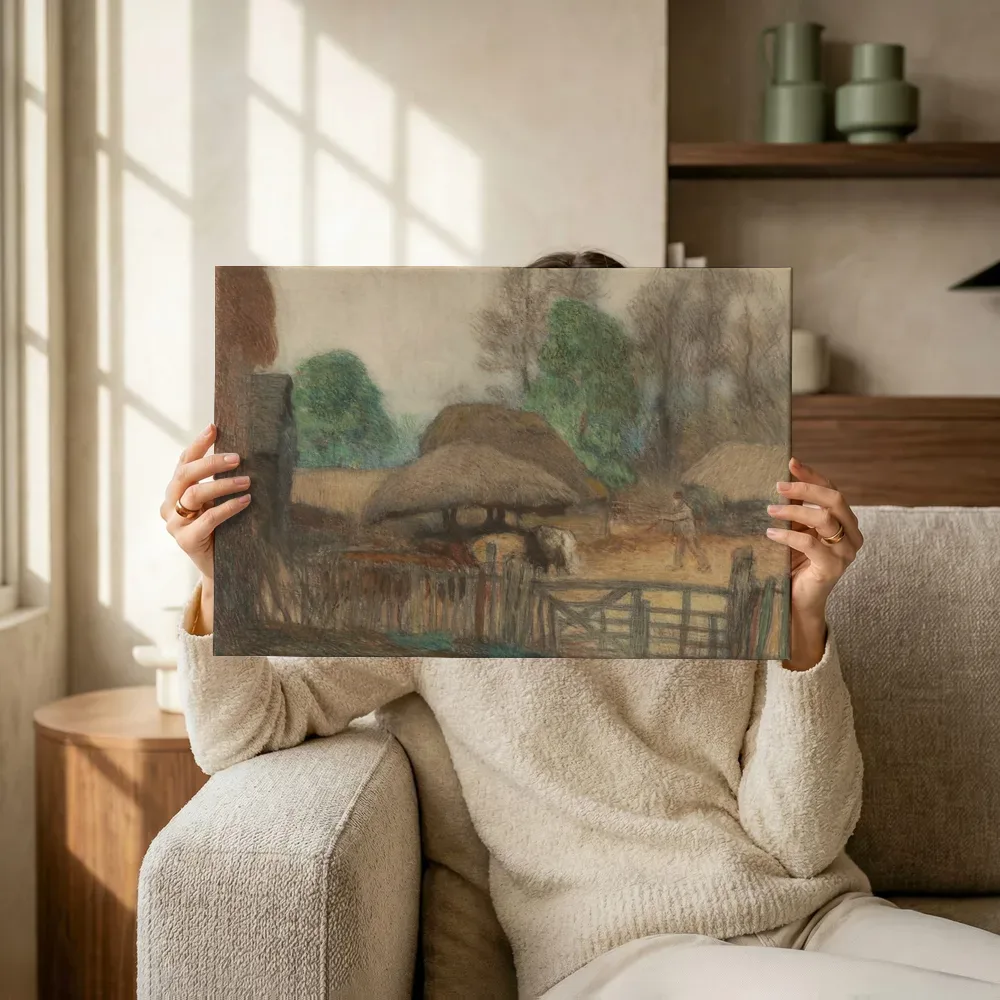 Sfeerimpressie: Het boerenerf van George Clausen terwijl het omhoog wordt gehouden