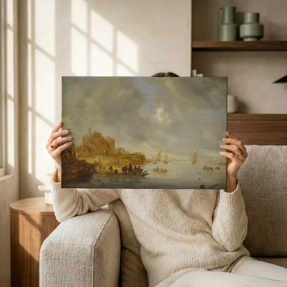 Sfeerimpressie: De veerpont van Salomon van Ruysdael terwijl het omhoog wordt gehouden