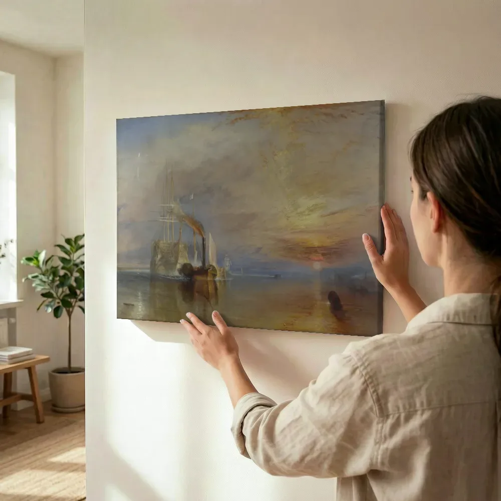 Sfeerimpressie: De strijdbare Temeraire van J. M. W. Turner terwijl het wordt opgehangen