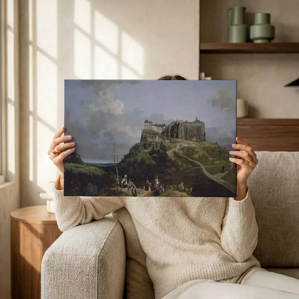 Sfeerimpressie: De vesting Königstein van Bernardo Bellotto terwijl het omhoog wordt gehouden