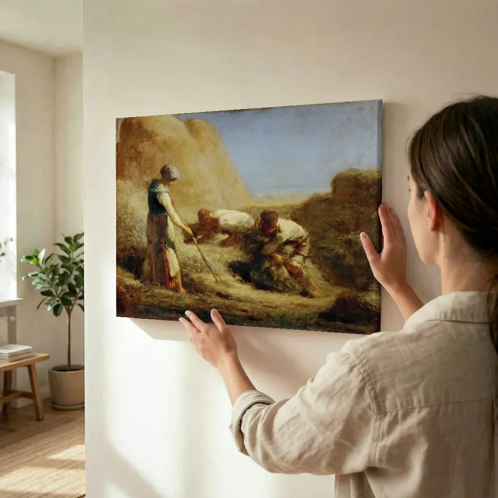 Sfeerimpressie: De hooiers van Jean-Baptiste-Camille Corot terwijl het wordt opgehangen