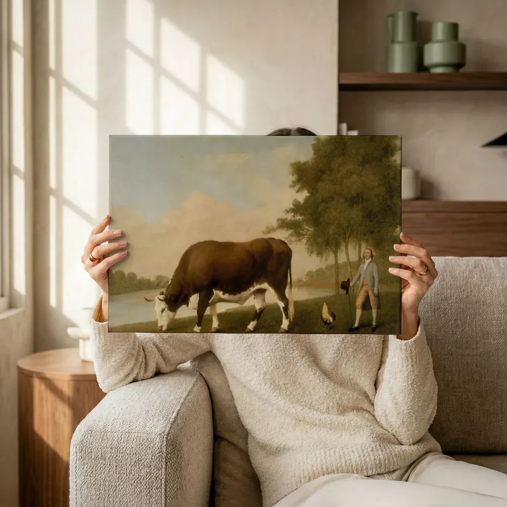 Sfeerimpressie: De os van Lincolnshire van George Stubbs terwijl het omhoog wordt gehouden