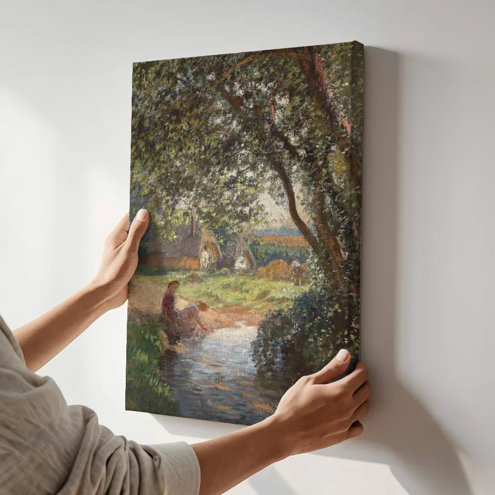 Sfeerimpressie: De kleine vijver van George Clausen terwijl het aan de muur wordt gehangen