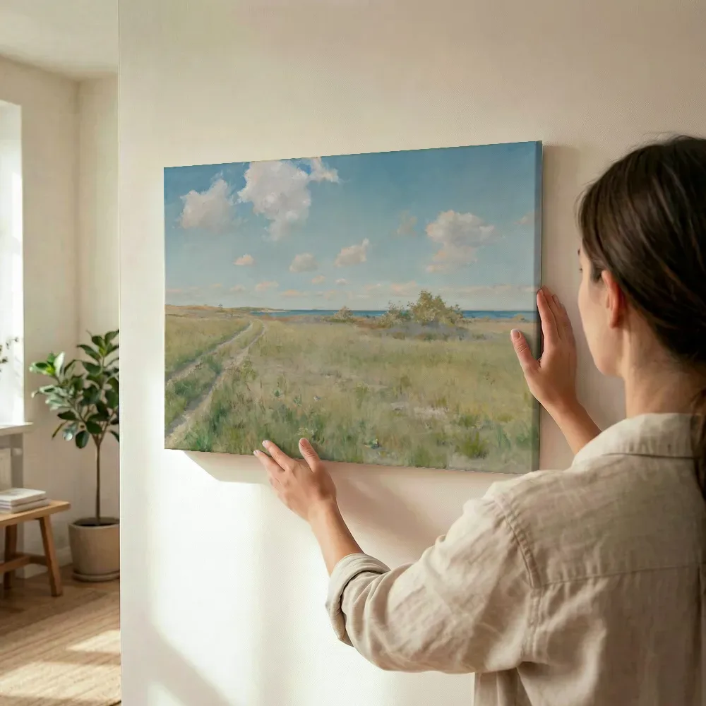 Sfeerimpressie: De oude weg naar zee van William Merritt Chase terwijl het wordt opgehangen
