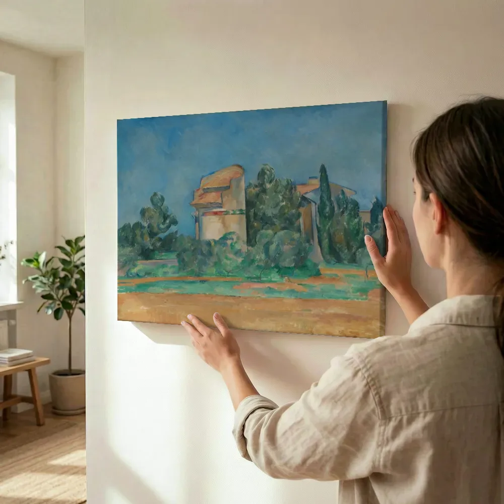 Sfeerimpressie: De duiventoren bij Bellevue van Paul Cezanne terwijl het wordt opgehangen