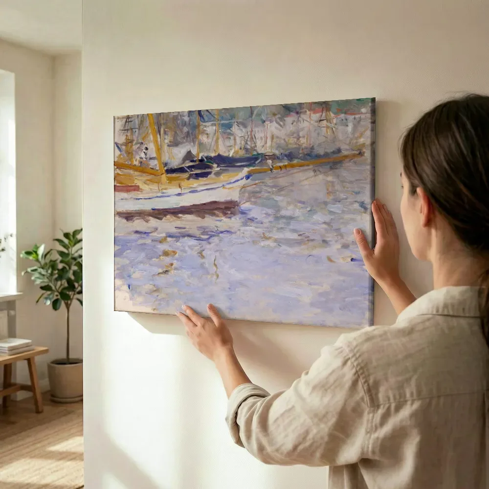 Sfeerimpressie: De haven van Nice van Berthe Morisot terwijl het wordt opgehangen