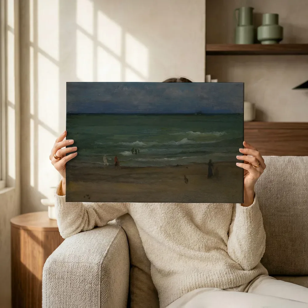 Sfeerimpressie: De zee, Pourville van James McNeill Whistler terwijl het omhoog wordt gehouden