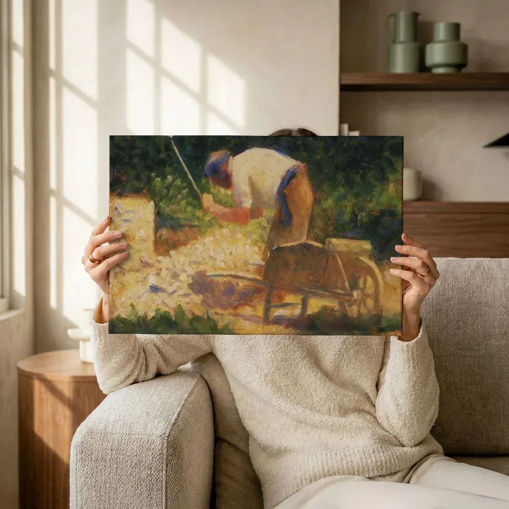 Sfeerimpressie: De steenklopper van Georges Seurat terwijl het omhoog wordt gehouden