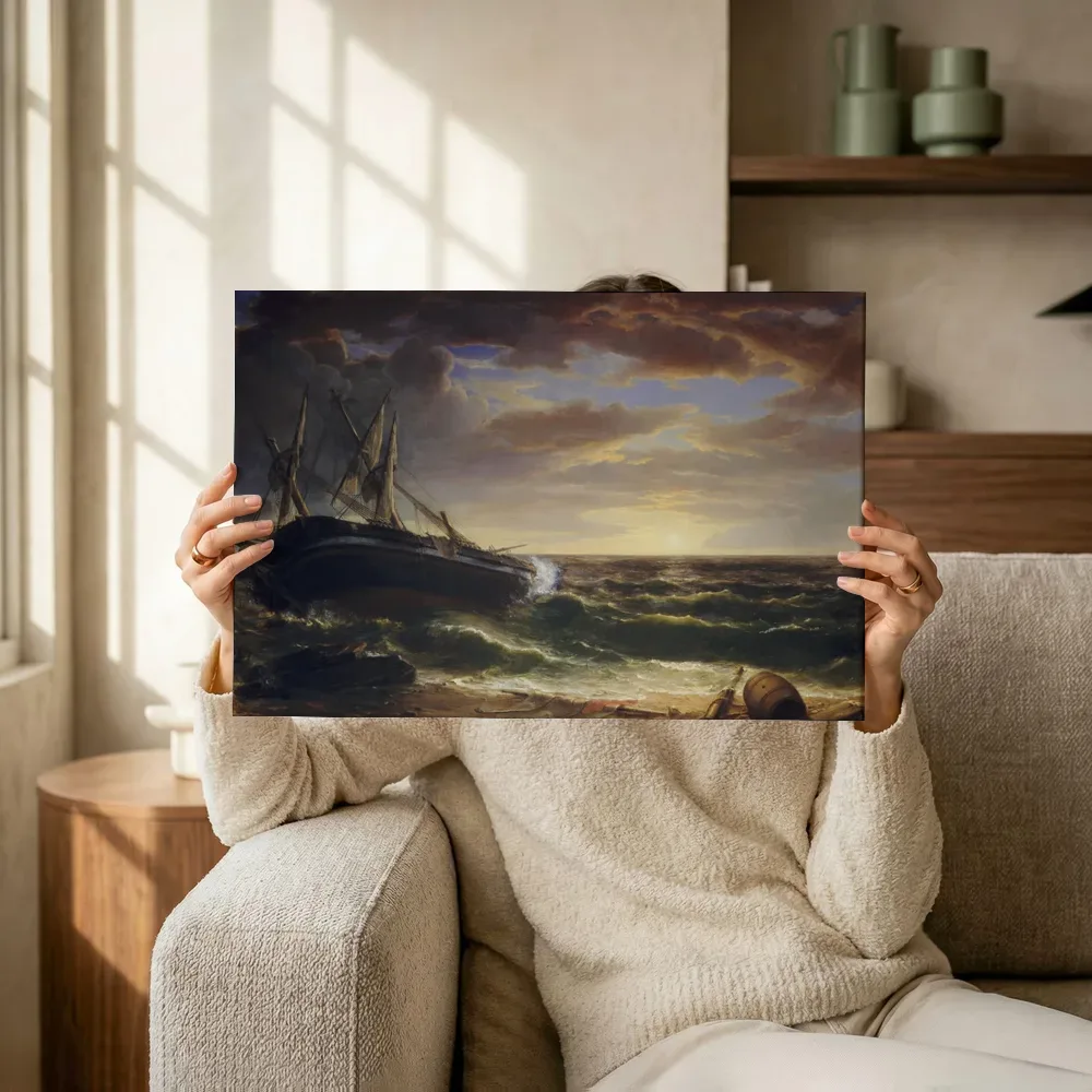 Sfeerimpressie: Het gestrande schip van Asher Brown Durand terwijl het omhoog wordt gehouden