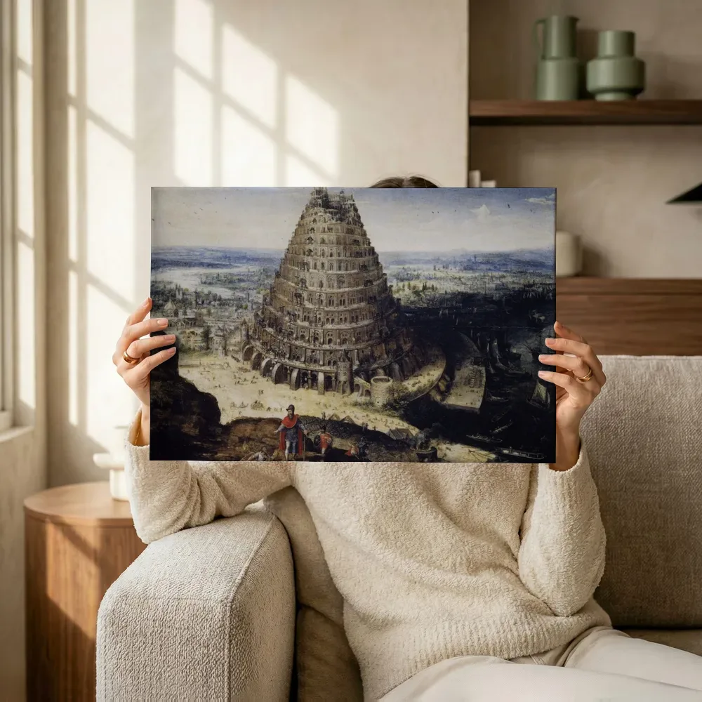 Sfeerimpressie: De toren van Babel van Lucas van Valckenborch terwijl het omhoog wordt gehouden