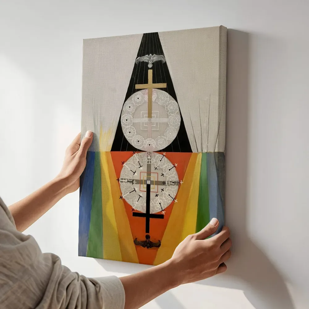 Sfeerimpressie: De US-serie, groep VIII, nr. 7 van Hilma af Klint terwijl het aan de muur wordt gehangen