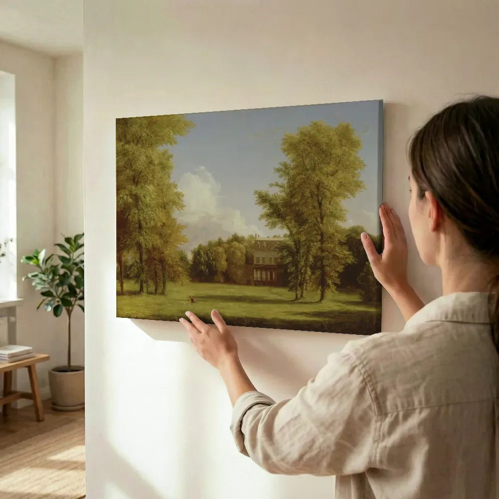 Sfeerimpressie: Het Van Rensselaer Manor House van Thomas Cole terwijl het wordt opgehangen