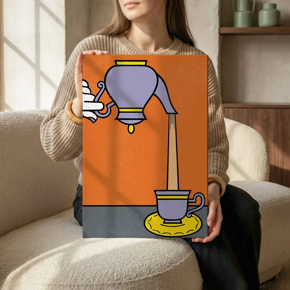 Sfeerimpressie: Theepot pop art terwijl het zittend wordt getoond