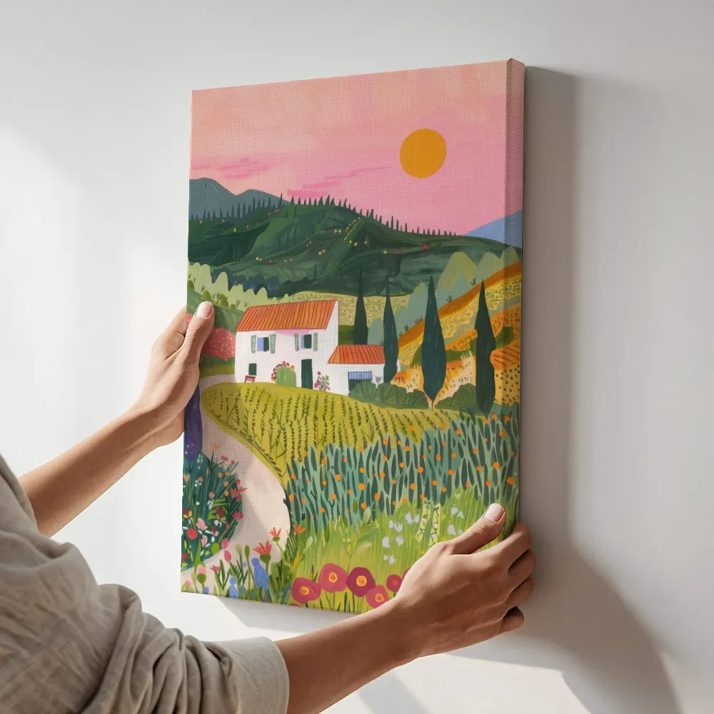 Sfeerimpressie: Landhuis bij zonsopgang terwijl het aan de muur wordt gehangen
