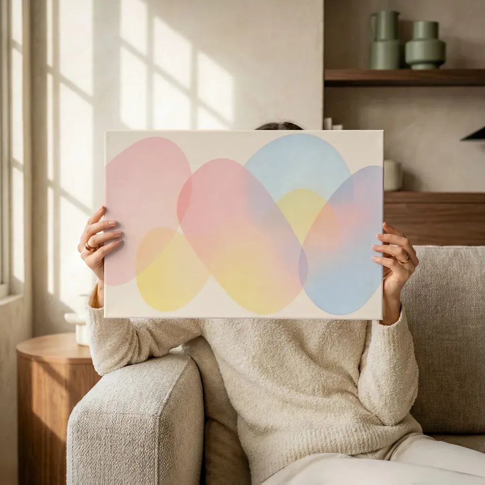 Sfeerimpressie: Transparante vlakken Organic Geometry 11 terwijl het omhoog wordt gehouden