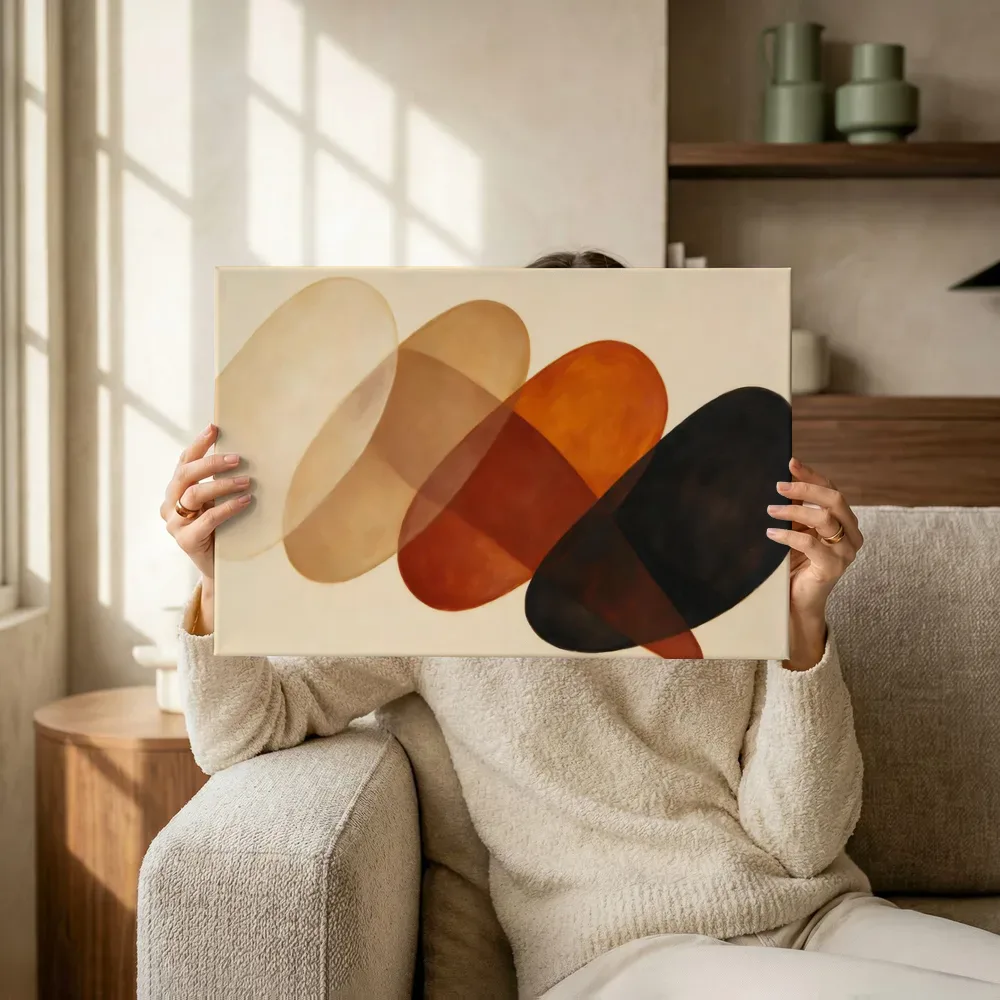 Sfeerimpressie: Transparante vlakken Organic Geometry 13 terwijl het omhoog wordt gehouden