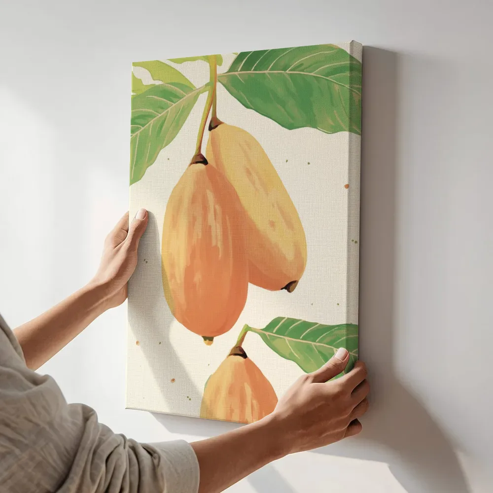 Sfeerimpressie: Tropisch fruit aan de tak terwijl het aan de muur wordt gehangen