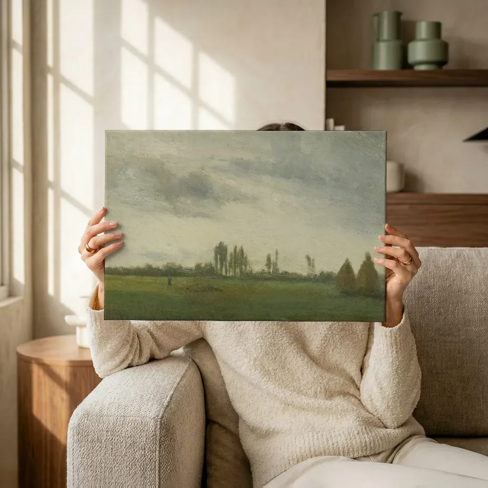 Sfeerimpressie: Troupeau de moutonset meules (PD 75) van Camille Pissarro terwijl het omhoog wordt gehouden