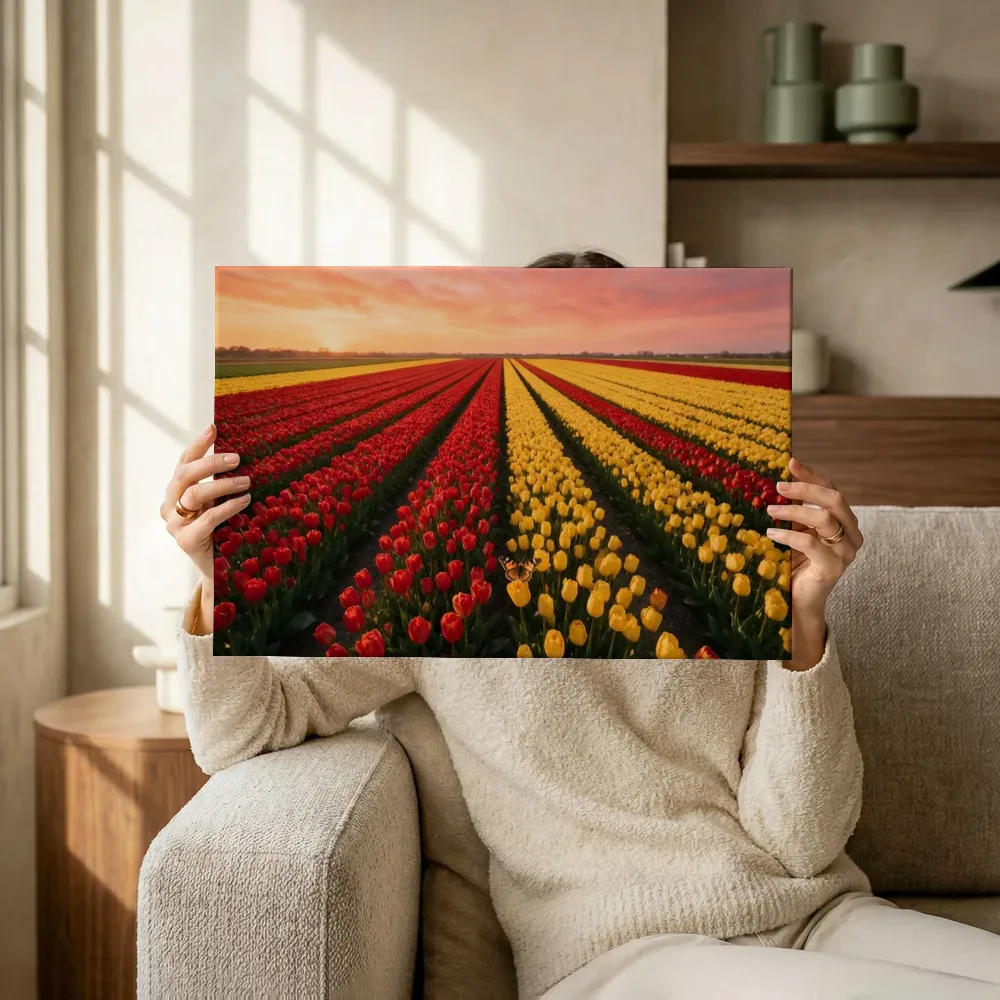 Sfeerimpressie: Tulp bij de zonsondergang 7 terwijl het omhoog wordt gehouden