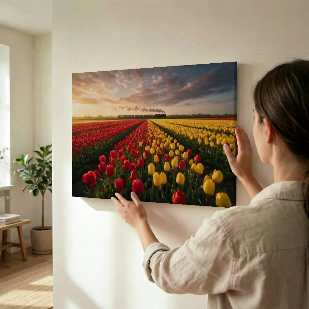 Sfeerimpressie: Tulp bij het gouden uur 17 terwijl het wordt opgehangen