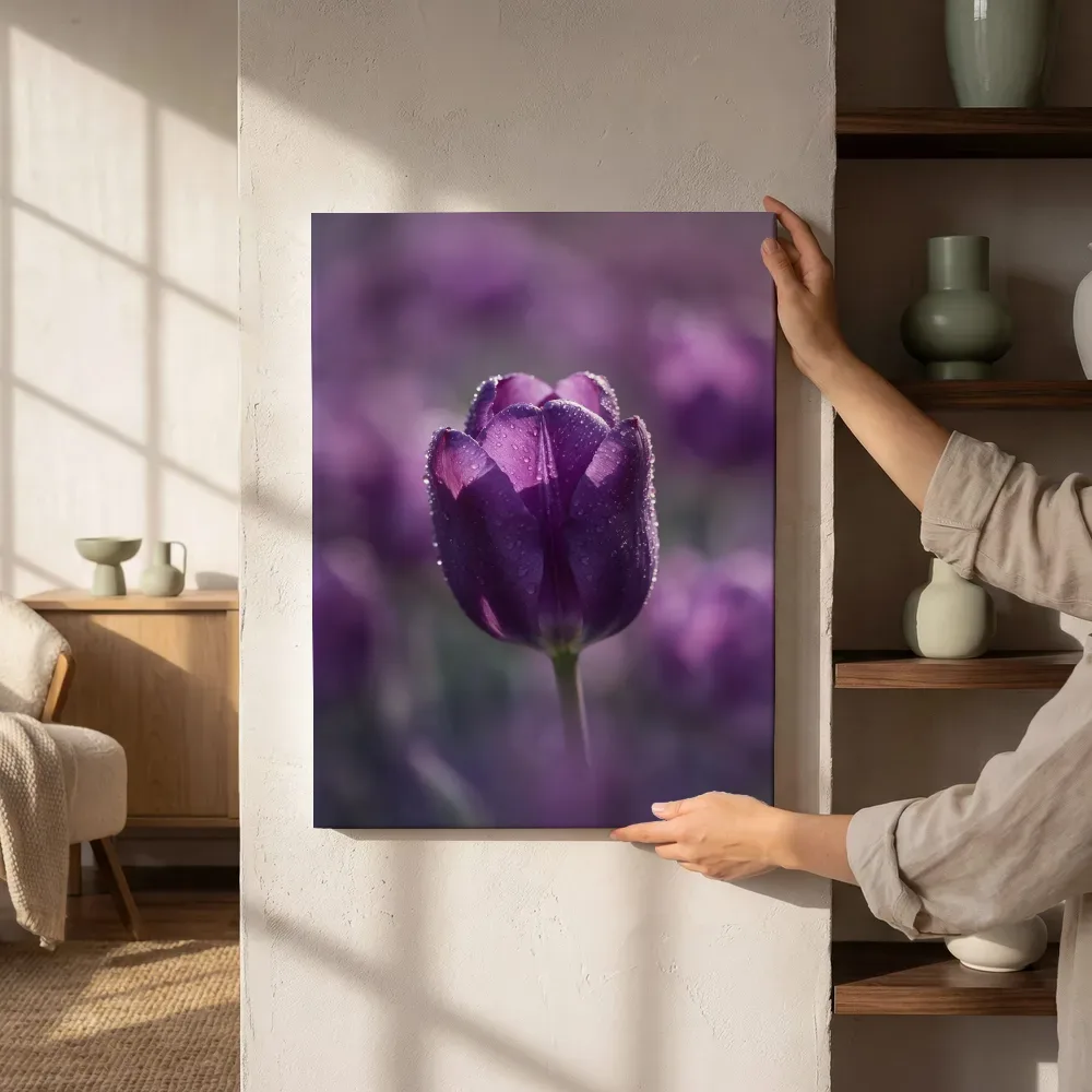 Sfeerimpressie: Tulp in de dauw, dieppaars 3 naast de kast