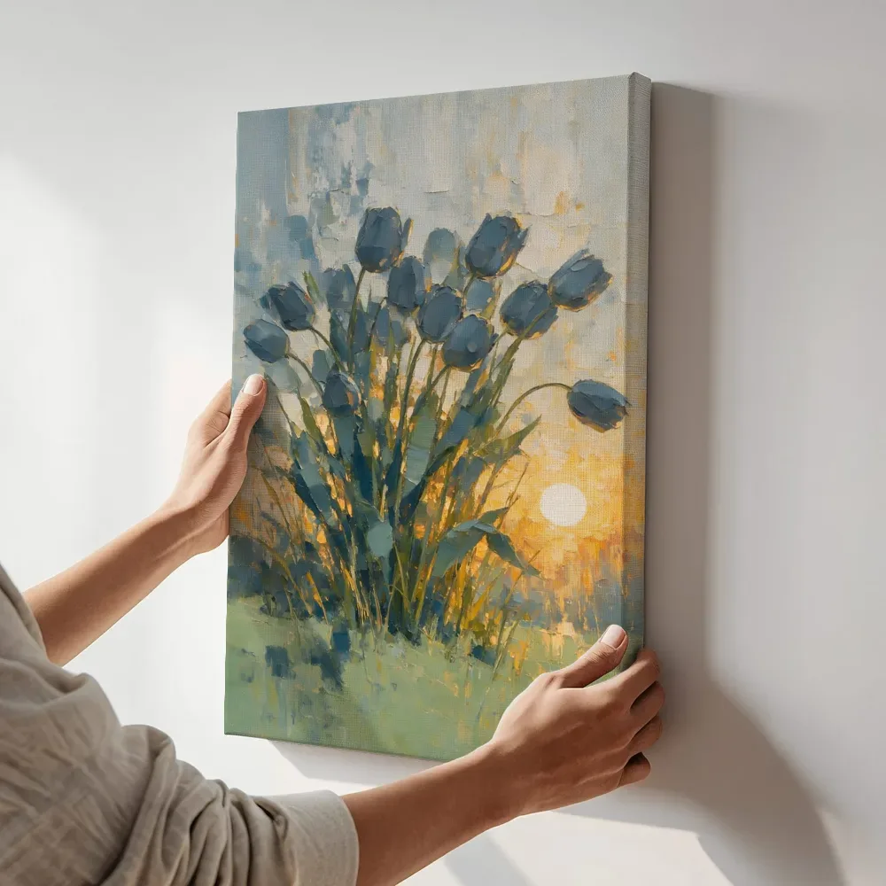 Sfeerimpressie: Tulp tegen de lucht in leisteen terwijl het aan de muur wordt gehangen
