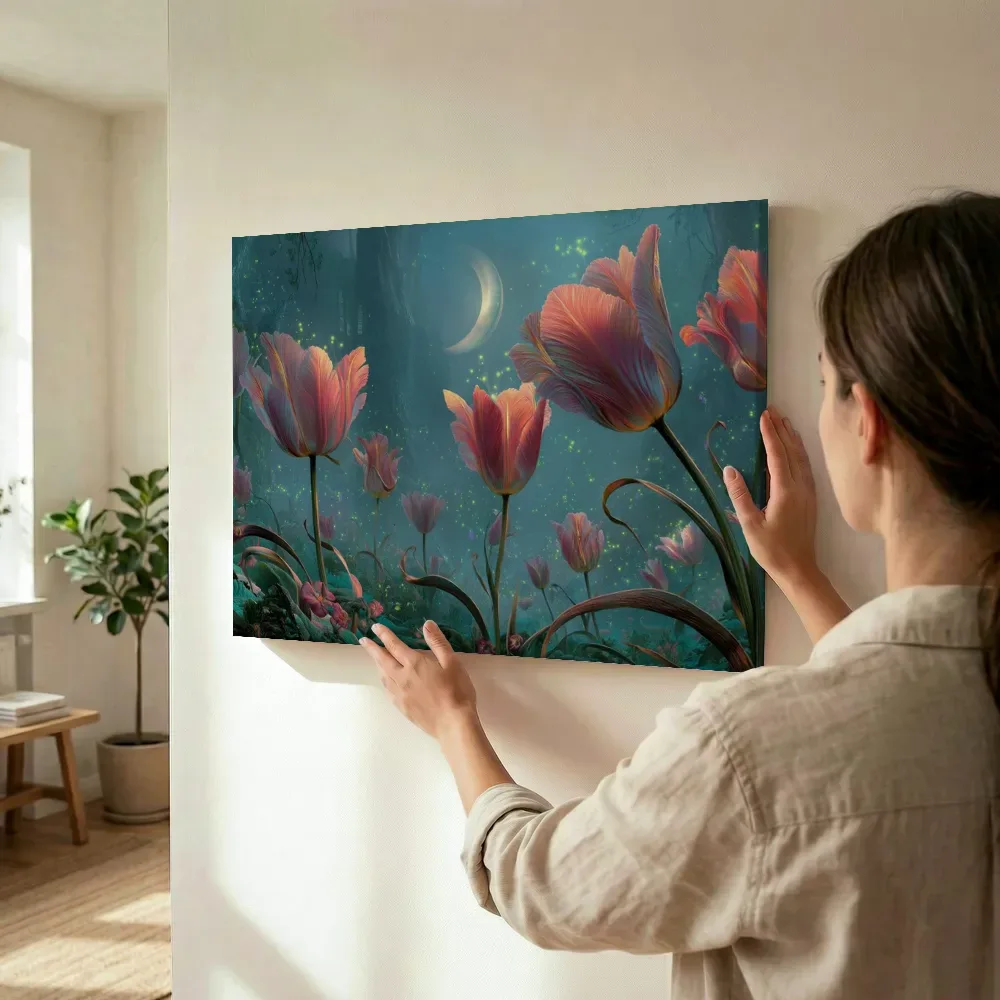 Sfeerimpressie: Tulpen bij de maansikkel terwijl het wordt opgehangen