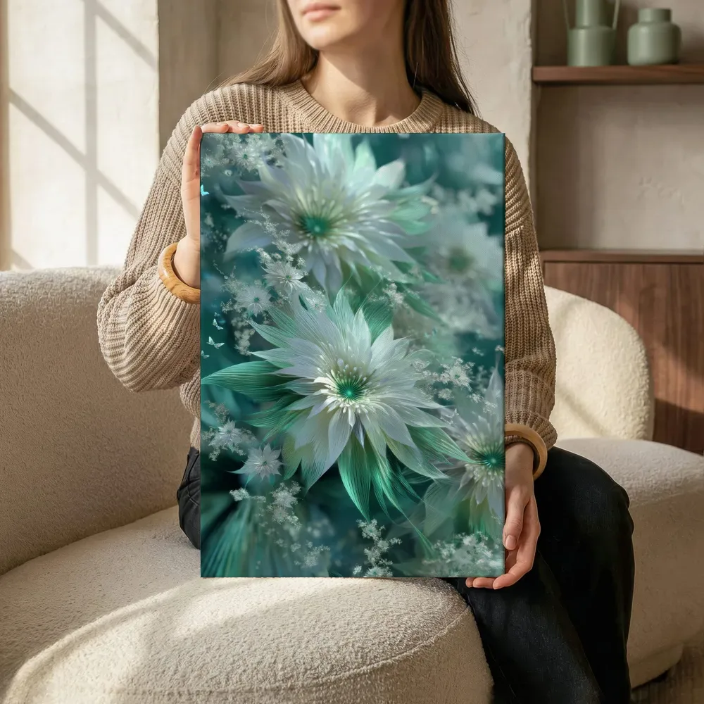 Sfeerimpressie: Turquoise sterbloemen in onderwaterdroom terwijl het zittend wordt getoond