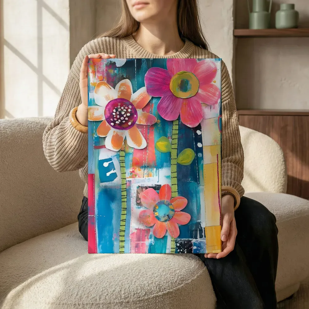 Sfeerimpressie: Turquoise bloemen kant motief terwijl het zittend wordt getoond