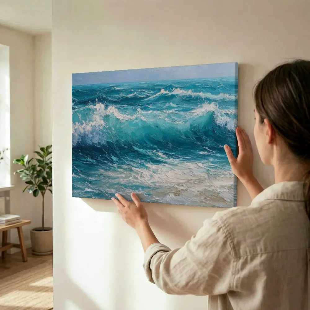 Sfeerimpressie: Turquoise golf aan de horizon terwijl het wordt opgehangen